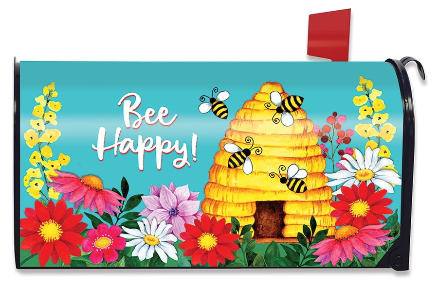 Bee Happy Hive Spring Magnetic Mailbox Cover Beehive Standard Briarwood Lane