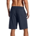thumbnail image 4 of Besolor Cargo Shorts for Men Wide Leg Drawstring Elastic Waist Lightweight Casual Workout Outdoor Hiking Running Half Pants with Pockets(Medium,Navy), 4 of 7