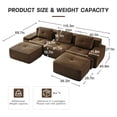 thumbnail image 5 of FFH 115" Modular Cloud Sofa, U Shaped Sectional Couch with Ottoman, Corduroy Fabric (Brown, 3 Seater with 2 Ottoman), 5 of 15