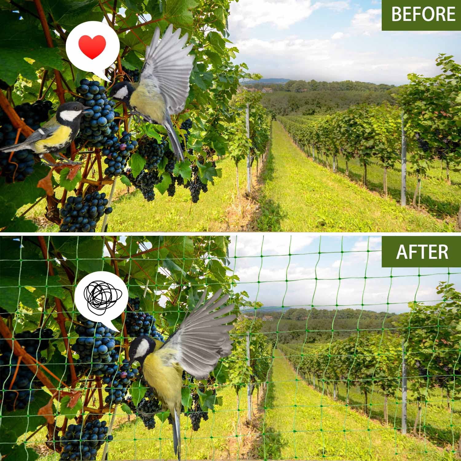 Garden Netting, 7 x 65.6 FT Bird Netting for Garden Protection, Green Deer Netting for Plants Fruit Trees Vegetables from Birds, Squirrels, Other Animals