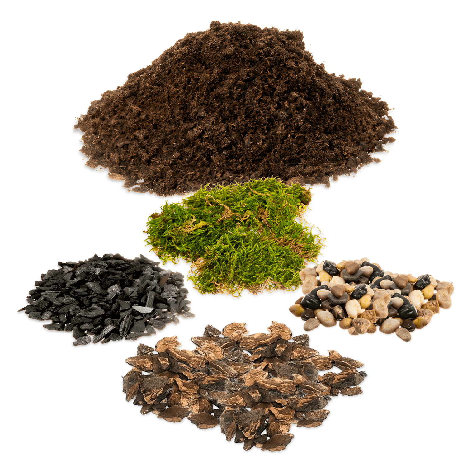 DIY Terrarium Kit for Succulents & Air Plants, Terrarium Starter Kit with Organic Soil, Orchid Bark, Horticultural Charcoal, Pea Gravel & Preserved Moss for Fairy Gardens & Mini Terrariums (Small)