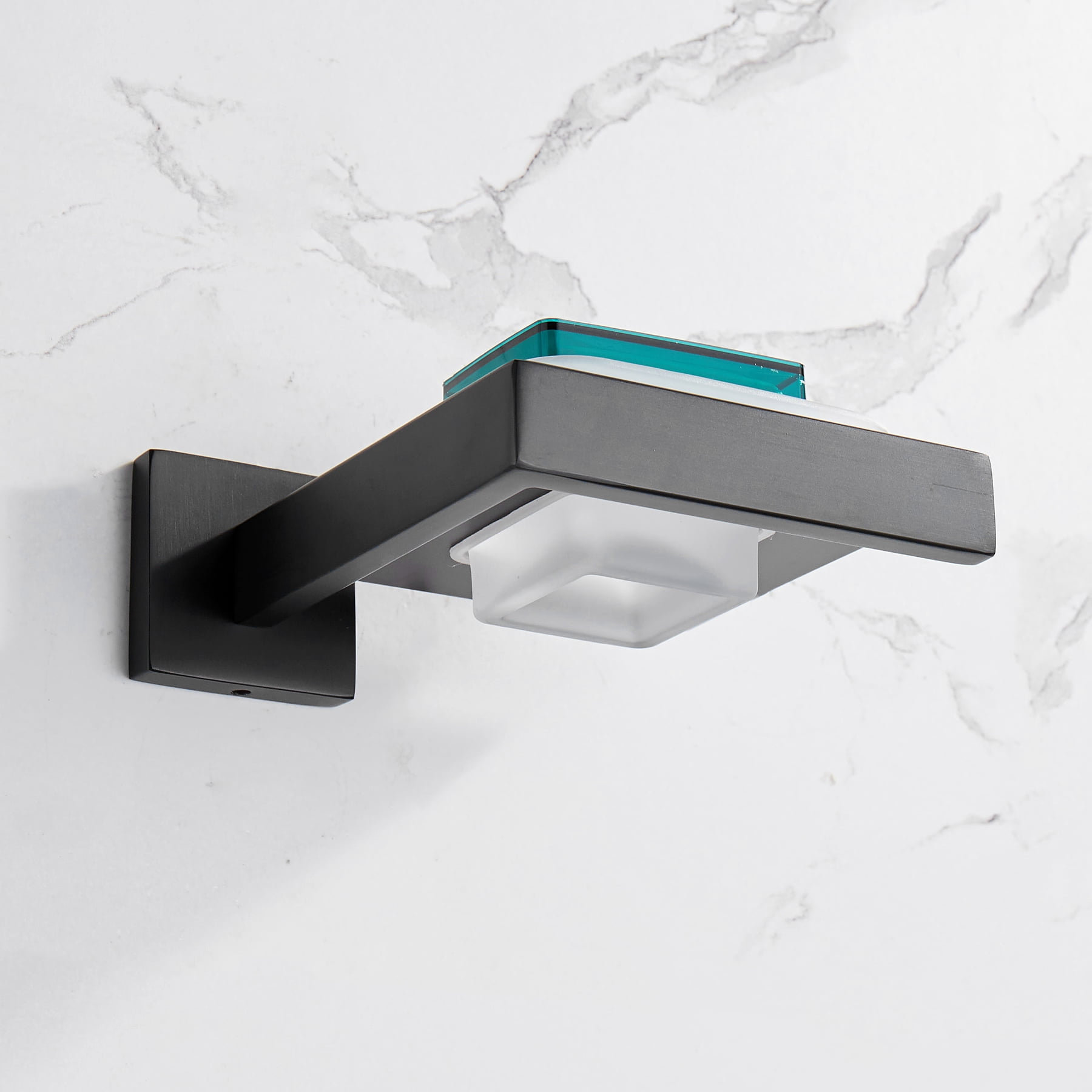 Private Jungle Soap Dish Rust-Proof 304 Stainless Steel Square Soap Holder with Removable Dish Silver Bathroom Accessories Soap Dispenser,Matte Black