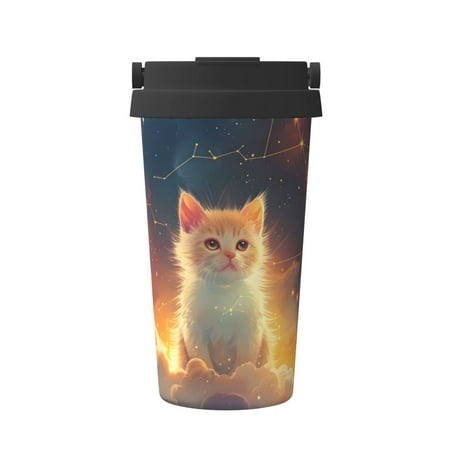 

Matuu Starry Sky Constellation Cat for Insulated Coffee Mug Reusable Travel Coffee Cup Spill Proof 16oz Stainless Steel Coffee Cups for Hot/Ice Coffee Tea