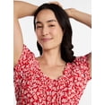 thumbnail image 4 of Time and Tru Women's Smocked Cotton Peasant Midi Dress, Sizes XS-XXXL, 4 of 5
