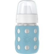 Lifefactory 8-Ounce Stainless-Steel Vacuum-Insulated Wide-Neck Baby Bottle with Hard Sippy, Denim, LS2221WDE4