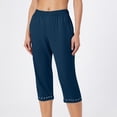 thumbnail image 6 of JULMCOMO Capri Pants for Women High Waisted Stretch Rhinestone Trim Capri Leggings Comfy Workout Yoga Pants Dark Blue L, 6 of 7