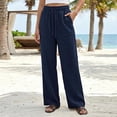 thumbnail image 3 of Hueook Women's Sweatpants Barrel Y2k Loose Casual and Linen Drawstring Pants with Pockets Navy L, 3 of 6
