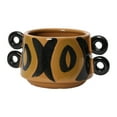 thumbnail image 4 of Bloomingville Bloomingville Hand Painted Stoneware Planter with Handles, Brown and Black, 4 of 8