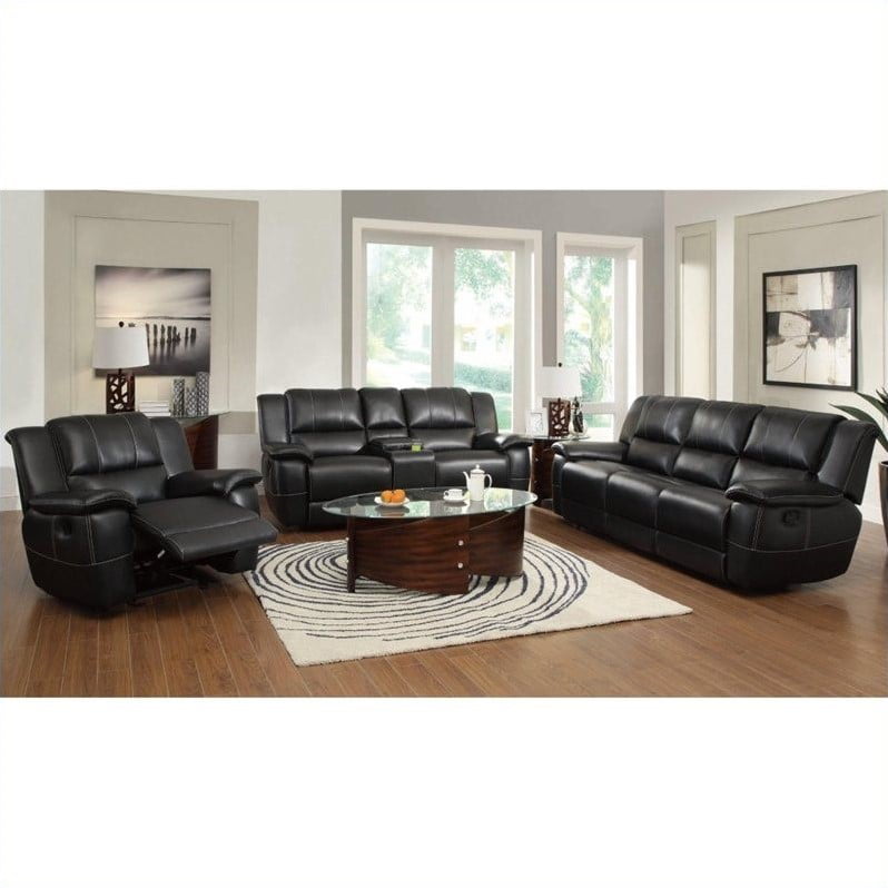 Piece Leather Reclining Sofa Set, Coaster Leather Sofa And Loveseat
