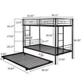 thumbnail image 4 of Twin Over Twin Bunk Bed with Trundle, Metal Twin Bed Frame, Bunk Beds with Safety Ladder and Guard Rail, Space Saving Bed Furniture for Teens Guest Room, No Box Spring Needed, Black, TE740, 4 of 10