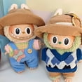 thumbnail image 2 of Ropa para muñecas Labubu de 17 cm con colgante de macarrón con latidos del corazón, camiseta con botones, pantalones con tirantes, ropa de repuesto, regalo para niños, 2 of 5