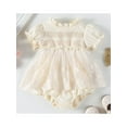 thumbnail image 5 of Qmyliery Baby Girls Rompers Dress Ruffles Collar Short Sleeve Lace Skirt Hem Infant Bodysuits Jumpsuits 3 6 9 12 Months, 5 of 9