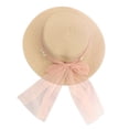 thumbnail image 1 of Sombrero de 56-58cm de circunferencia para mujer, sombrero para el sol, sombrero de paja de ala ancha, sombrero de playa con protección solar y lazo de malla para exteriores, 1 of 5