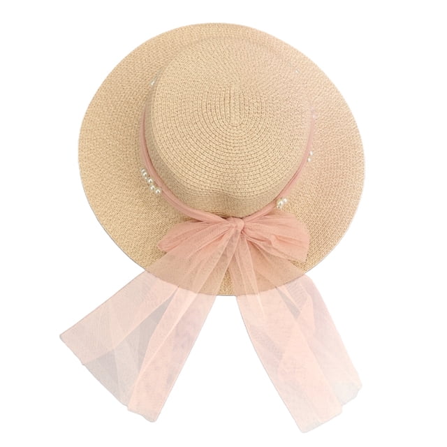 Sombrero de 56-58cm de circunferencia para mujer, sombrero para el sol, sombrero de paja de ala ancha, sombrero de playa con protección solar y lazo de malla para exteriores