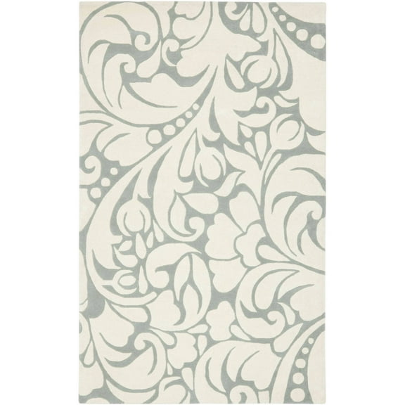 SAFAVIEH Soho Hunter Floral Wool Area Rug, Blue/Ivory, 3'6" x 5'6"