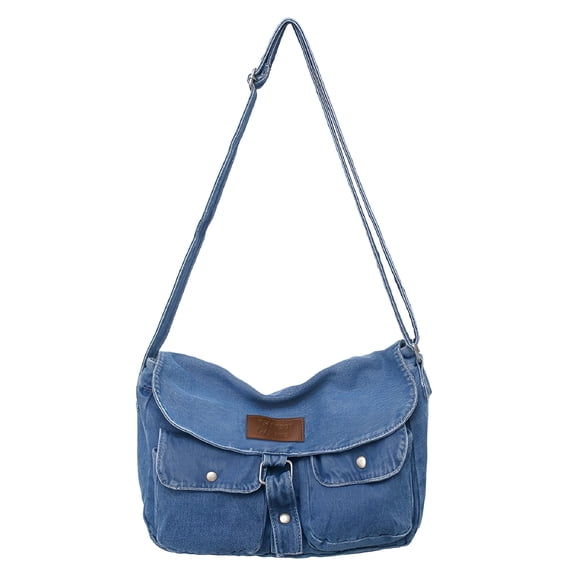 GASTROPOD Denim Bag Commute Bag Large Capacity Crossbody Bag Simple Casual Vintage Satchel Light Blue