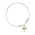 thumbnail image 2 of 8 inch Round Double Loop Bangle Bracelet w/ Cross medal charm w/ Light Purple Swarovski Crystal, 2 of 3
