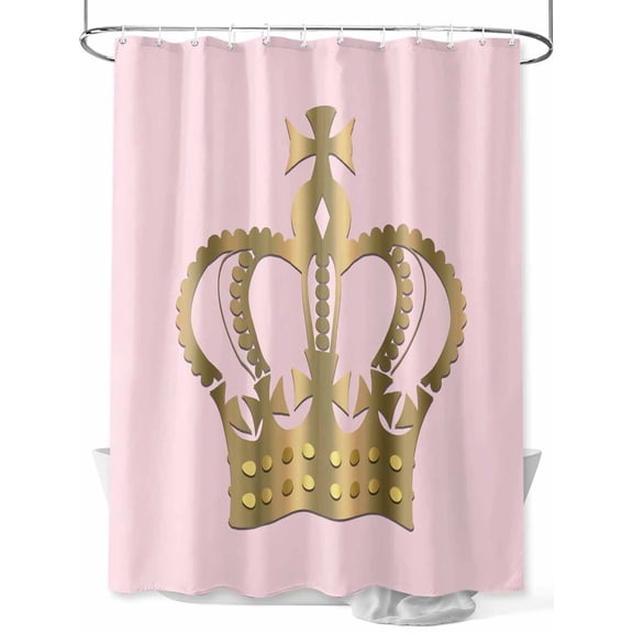 Fsddascl Golden Crown Shower Curtain Set - Extra Long 72" x 96" Washable Bathtub Curtain with 12 Hooks, Pink Modern Minimalist Abstract Art Waterproof Fabric Stall Shower Curtains for Bathroom