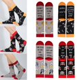 thumbnail image 3 of C Mujeres Niñas Novedad Refranes divertidos Calcetines largos Dibujos animados para gato Perro Temática Casual Linda Tobillera Medias para amantes de los animales Regalos de Navid, 3 of 5