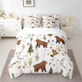 thumbnail image 2 of Erosebridal Brown Bear Bedding Twin Size, Rabbit Bird Bed in a Bag Twin size, Botanical Decor, Reversible 7-Piece, 2 of 5