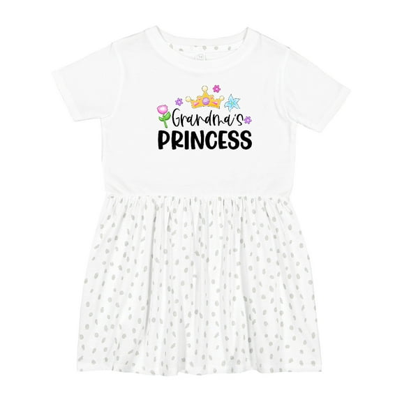 Inktastic Grandma's Princess Crown and Flowers Girls Toddler Dress