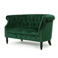 thumbnail image 7 of Noble House Myrna Button Tufted Velvet Loveseat, Emerald, 7 of 7