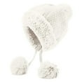 thumbnail image 4 of GPOECD Thickened Knitted Hat with Fuzzy Pom Poms for Outdoor Warmth and During Winter Activities Winter Hat for Women and Girls Z11B-White,One Size, 4 of 4
