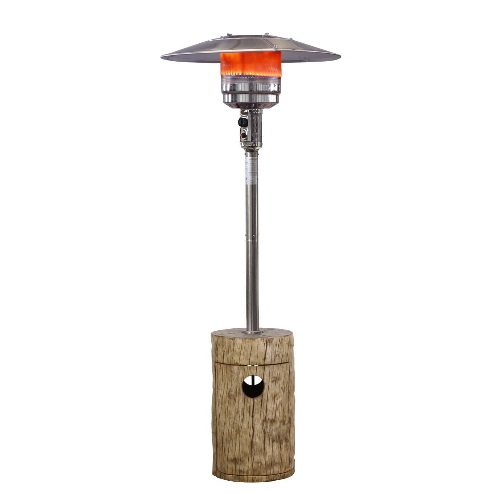 Afterglow 48 000 BTU Terrafab Base Patio Heater Internal Gas Tank Faux Wood Grain Effect Base Light Yellow