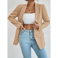 thumbnail image 3 of Women Casual Blazer Suit Open Front Shawl Collar Long Sleeve Fitted Jacket for Office Work Khaki M, 3 of 7