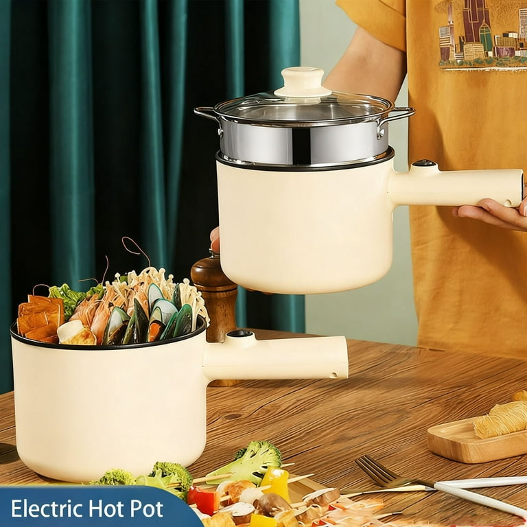 Multifunctional Electric Cooking Pot with Steamer, Mini Non-Stick