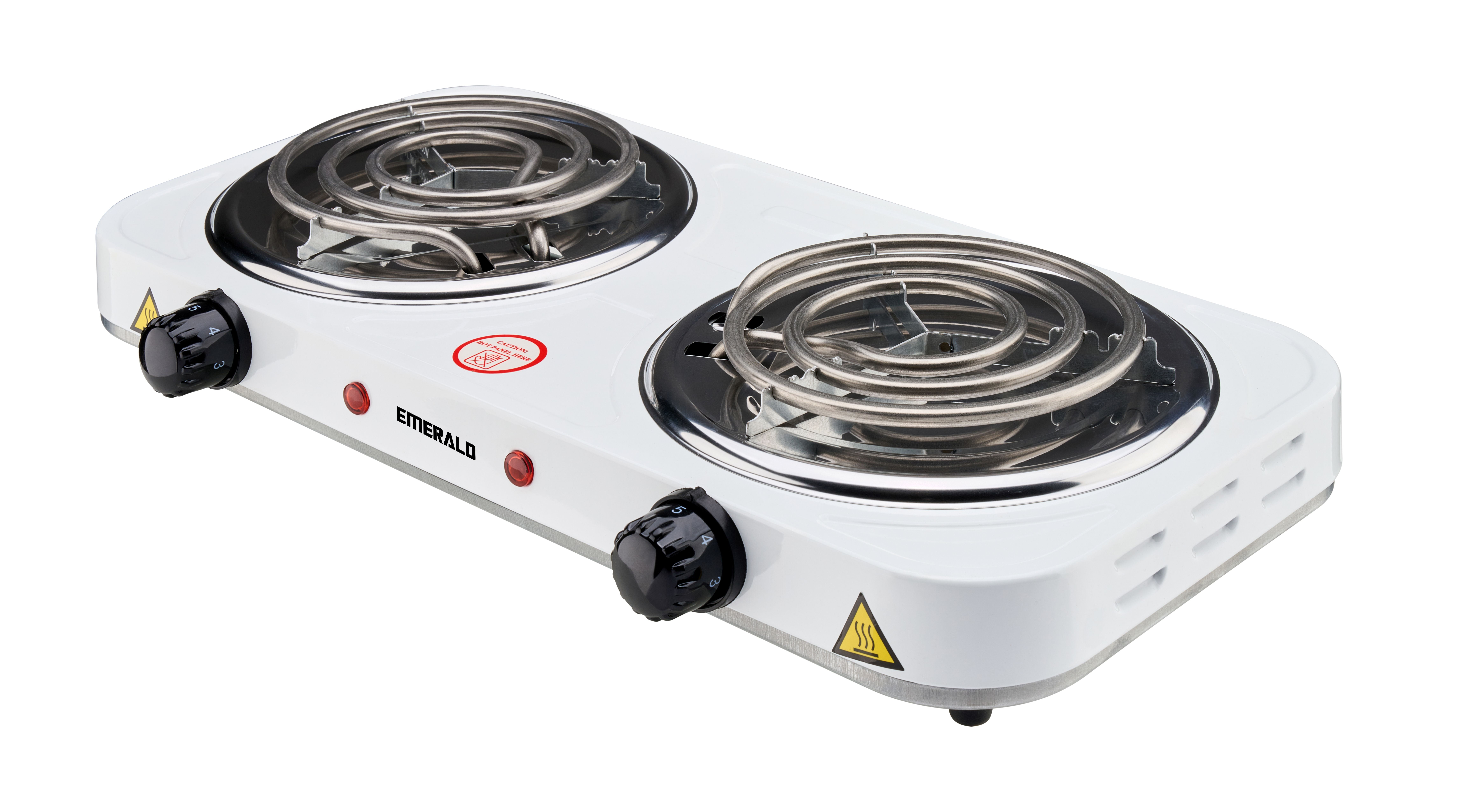 Emerald Compact & Portable, 2000W (2x1000W) Electric Double Burner 5.5" Coils Stovetop - White