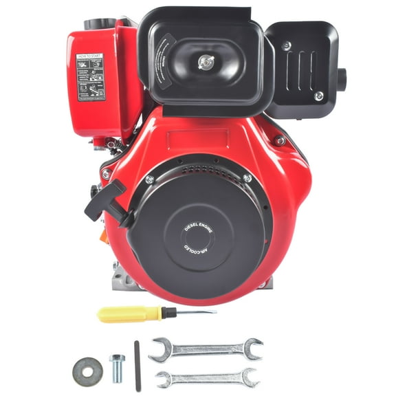 GELUOXI 10HP 418CC 4 Stroke Diesel Engine,186F 6300W Heavy Duty Single Cylinder Diesel Motor Engine For Small Agricultural Machinery (Red)