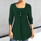 thumbnail image 3 of Gibobby Blusas Para Mujeres Tops de manga larga de dos piezas con dobladillo y botón de cuello cuadrado para mujer de color neto con cuentas（Verde， XL), 3 of 5