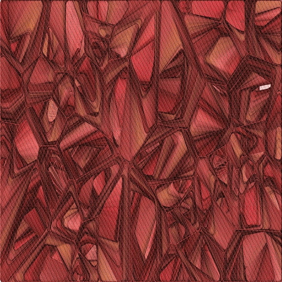 Ahgly Company Indoor Square Patterned Cranberry Red Area Rugs, 7' Square
