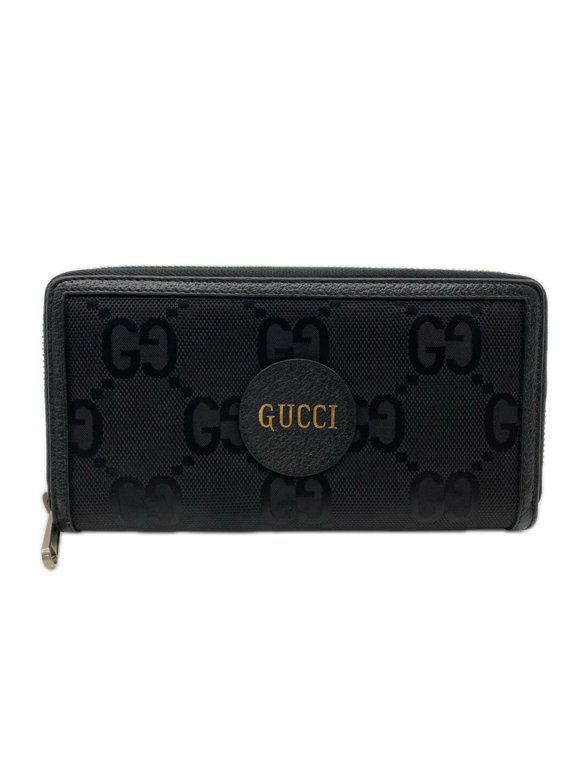 Pre-Owned GUCCI GG Nylon Off the Grid Zip-Around Wallet 625576 Long Black Gold Canvas Leather...