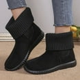 thumbnail image 3 of Wedge Snow Boots for Women 2025 Winter Fashion Casual Suede Knit Patchwork Wide Width Walking Wide Mid Calf Ankle Booties, 3 of 7