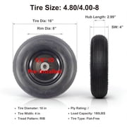 Hi-Run Ribbed 16 Inch 4.80/4.00-8 Wheelbarrow Tire Assembly with 5/8 Bushing