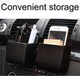 thumbnail image 4 of Organizador de salida de ventilación de coche de cuero PU de 2 piezas con gancho, bolsa de almacenamiento universal para coche para almacenamiento como bolígrafo para llave de teléfono móvil (negro), 4 of 5