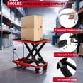 thumbnail image 4 of Hydraulic Lift Table Cart 500 lbs Capacity 28.5 In Single Scissor Lift Table with Non-Slip Pad and Locking Wheels for Material Handling Red, 4 of 7