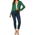 thumbnail image 3 of INSPIRE CHIC Women's Motorcycle Jacket Faux Suede Solid Color Asymmetric Zipper Jacket S Green, 3 of 7