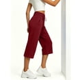 thumbnail image 5 of LumiAtelier Womens Winter Casual Capri Joggers Stretch Fleece Fabric Drawstring Elastic Waist Button Cuff Loose Cropped Pants With Side Pockets, 5 of 7