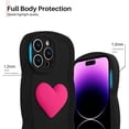 thumbnail image 2 of for iPhone 14 Pro Max Case Cute 3D Love Heart Curly Wave Shape Phone Cover Soft TPU Shockproof Full Camera Lens Protective Case for iPhone 14 Pro Max 6.7 Inch for Women Girl-Black, 2 of 6