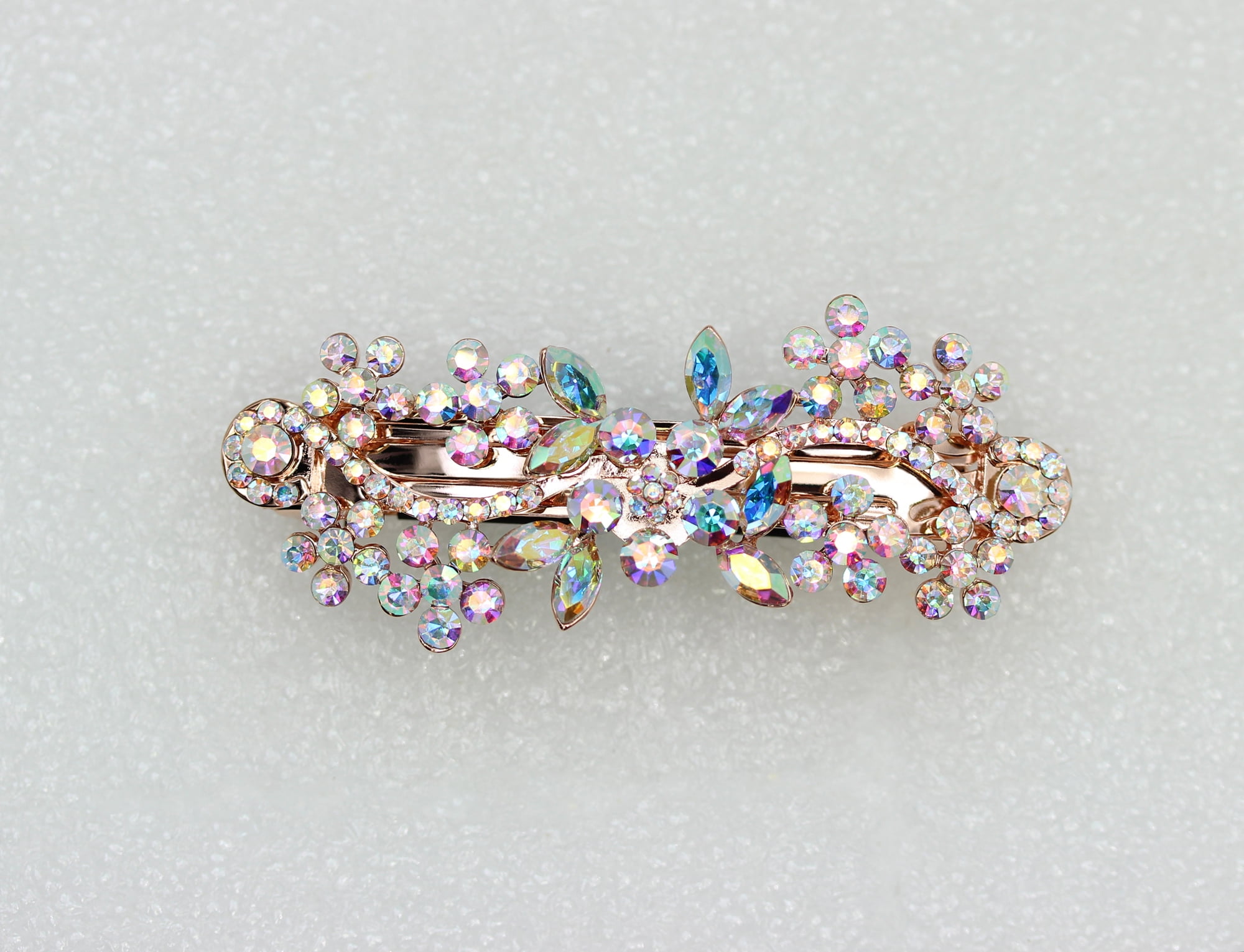 Faship Multicolors AB Floral Crystal Hair Barrette Clip