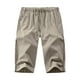 thumbnail image 1 of Pantalones capri de lino para hombre: pantalones de playa holgados con cordón ajustable, corte amplio, cintura ajustable, bolsillos profundos, ropa informal de verano, 1 of 3