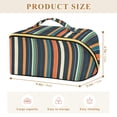 thumbnail image 4 of FORMRS Makeup Bag Travel Cosmetic Organizer for Women Fold Flat Zipper Pouch with Handle, Navy Blue Stripes, 4 of 8