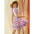 thumbnail image 3 of INSPIRE CHIC Vestido Mini Estampado Floral Espalda Abierta Ribete De Encaje A-Línea Capas Escalonadas Para Mujer Rosa L, 3 of 6