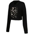 thumbnail image 2 of Women's Majestic Threads Mark Stone-Black Vegas Golden Knights Leopard Print Name & Number Cropped Pullover Hoodie, 2 of 3
