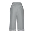 thumbnail image 5 of Iugvhana Capri Pants for Women Casual Summer Elastic High Waist Straight Leg Pants Loose Drawstring Beach Cropped Trousers with Pocket Gray M, 5 of 5