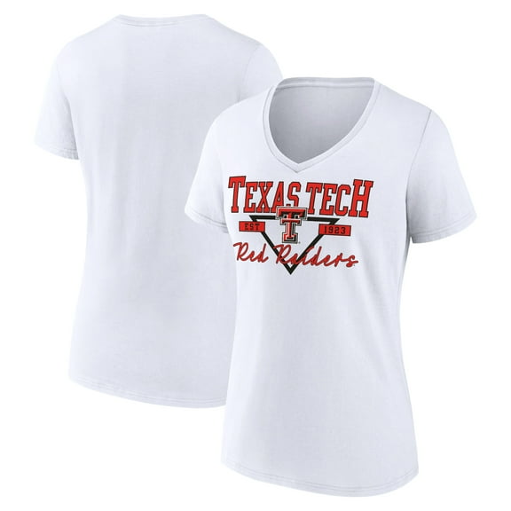 Women's White Texas Tech Red Raiders Triangle Origin V-Neck T-Shirt