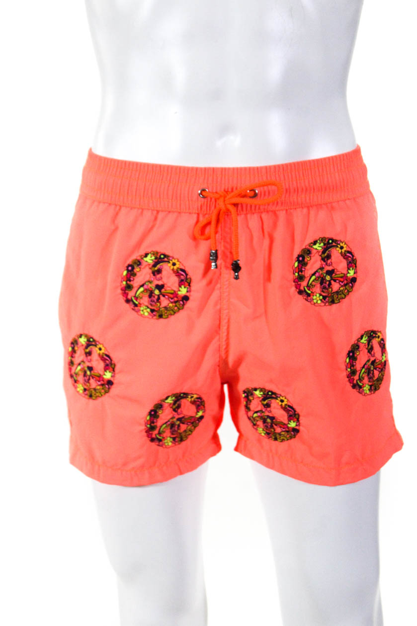 Les Canebiers Mens Pull On Swim Shorts Neon Orange Size Extra Large